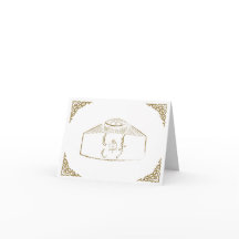 Invitación a la boda mongola: Crema y oro