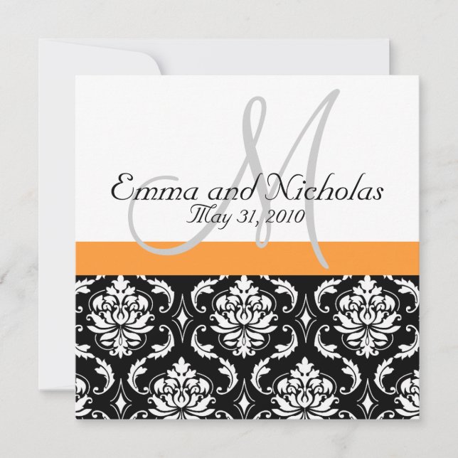 Invitación a la boda monocromática del Naranja (Anverso)