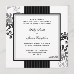 Invitación a la boda monocromática en blanco y neg