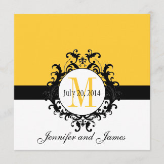 Invitación a la boda monográfica amarilla