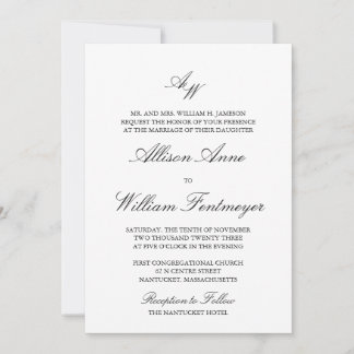 Invitación a la boda monográfica clásica