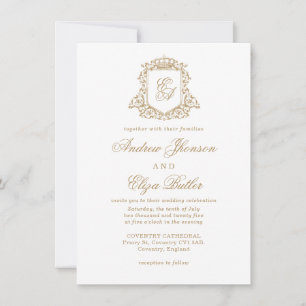 Invitación a la boda monográfica clásica de oro re