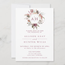 Invitación a la boda monográfica con Rosa polvorie