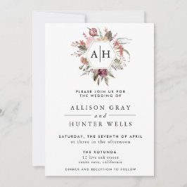 Invitación a la boda monográfica con Rosa polvorie