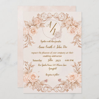 Invitación a la boda monográfica con un elegante R