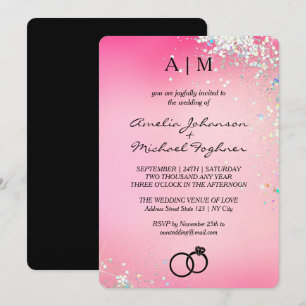 Invitación a la boda monográfica de gradiente rosa
