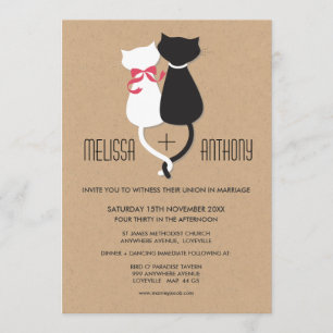 Invitación a la boda monográfica de pareja de gato