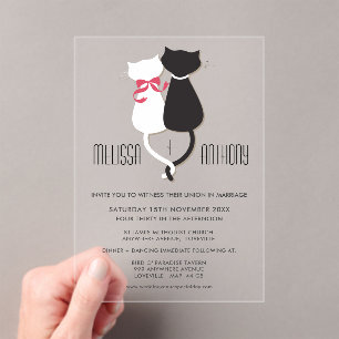 Invitación a la boda monográfica de pareja gata Pe