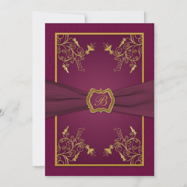 Invitación a la boda monográfica de vino de ciruel (Anverso)
