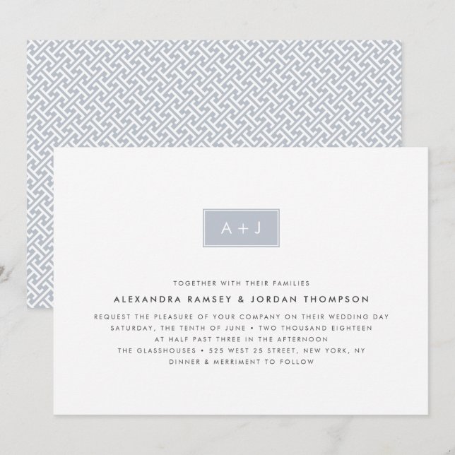 Invitación a la boda monográfica moderna | Slate (Anverso / Reverso)