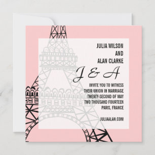 Invitación a la boda monográfica París rosa
