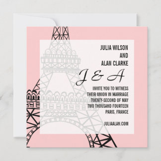 Invitación a la boda monográfica París rosa