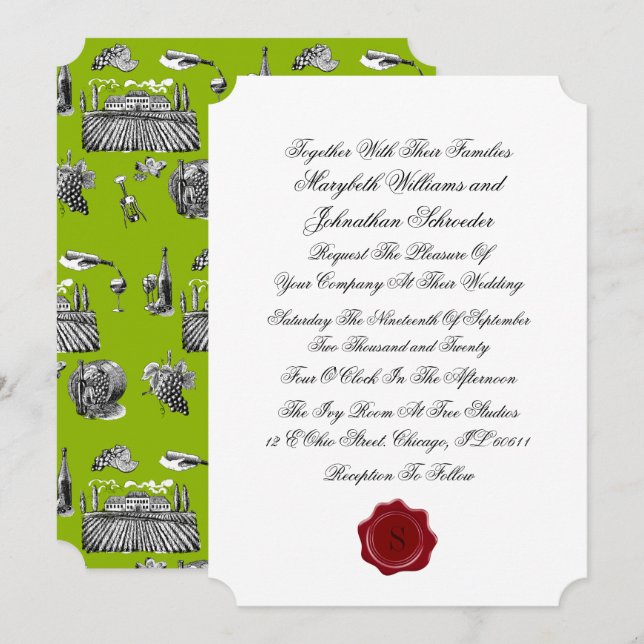 Invitación a la boda monográfica por toile y calig (Anverso / Reverso)
