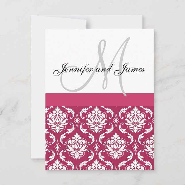 Invitación a la boda monograma blanco caliente (Anverso)