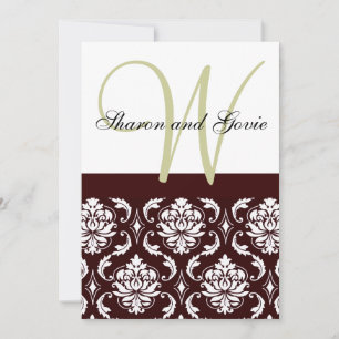 Invitación a la boda monograma con Damasco de choc