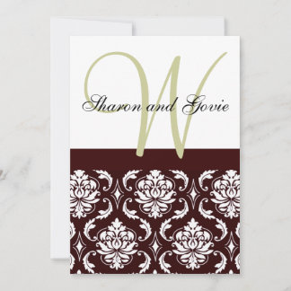 Invitación a la boda monograma con Damasco de choc