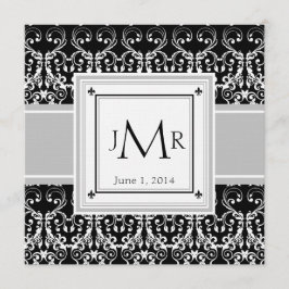 Invitación a la boda monograma Damasco