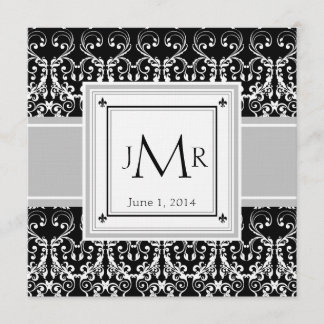 Invitación a la boda monograma Damasco