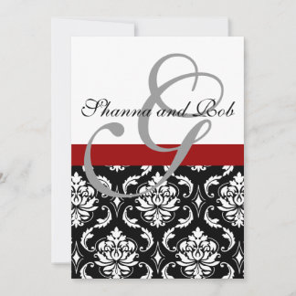 Invitación a la boda monograma Damasco 5 x 7 pulga