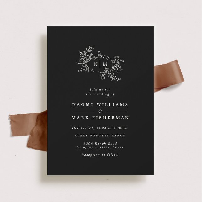 Invitación a la boda monograma de calabazas (Subido por el creador)