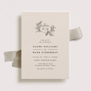 Invitación a la boda monograma de calabazas