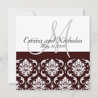 Invitación a la boda monograma de Damasco de Choco