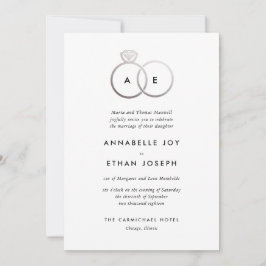 Invitación a la boda monograma de los Anillos Plat