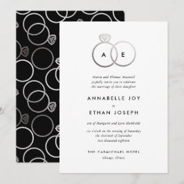 Invitación a la boda monograma de los Anillos Plat