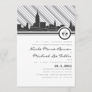 Invitación a la boda monograma de Nueva York