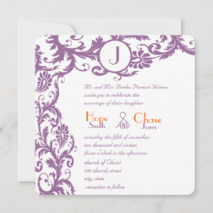 Invitación a la boda monograma del Naranja Plum Da