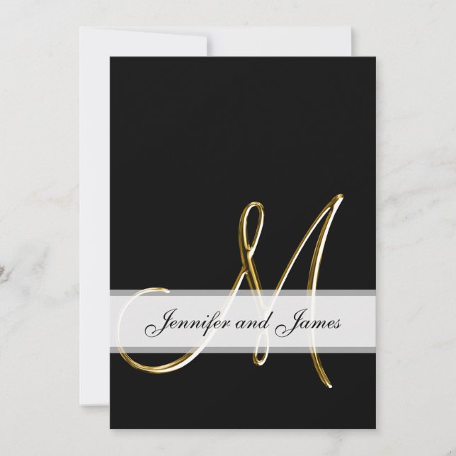 Invitación a la boda monograma glamour (Anverso)