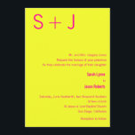 Invitación a la boda monograma moderno - Amarillo<br><div class="desc">Esta invitación a la boda en Monograma Moderno amarillo y rosa es totalmente personalizable.  El monograma de la novia y el novio se exhibe de manera prominente en la parte delantera y en la parte trasera.</div>