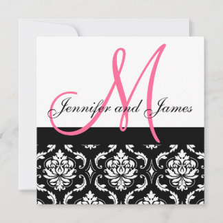 Invitación a la boda Monograma Nombres Damasco ros