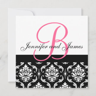 Invitación a la boda Monograma Nombres Damasco ros