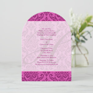 Invitación a la boda monograma Raspberry Damask Pi