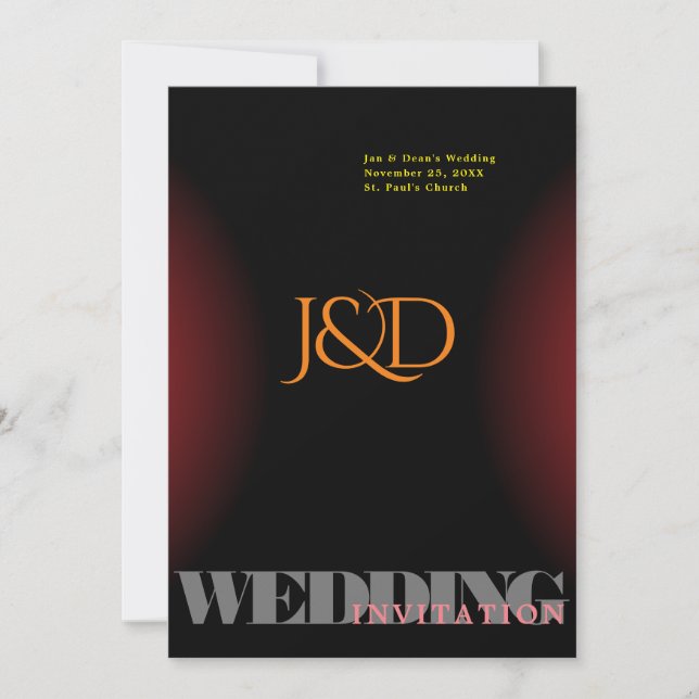 Invitación a la boda monogramada (Anverso)