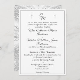 Invitación a la boda monogramada católica de imita