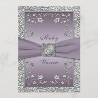 Invitación a la boda monogramada con platillos flo