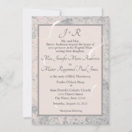 Invitación a la boda monogramada de Mármol rosa y 