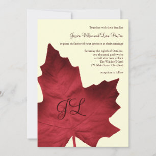 Invitación a la boda monogramada de otoño (rojo)