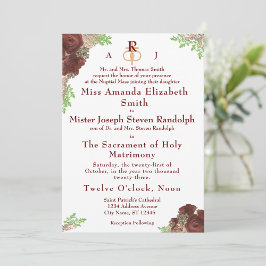 Invitación a la boda monogramada de Rosa-coraje