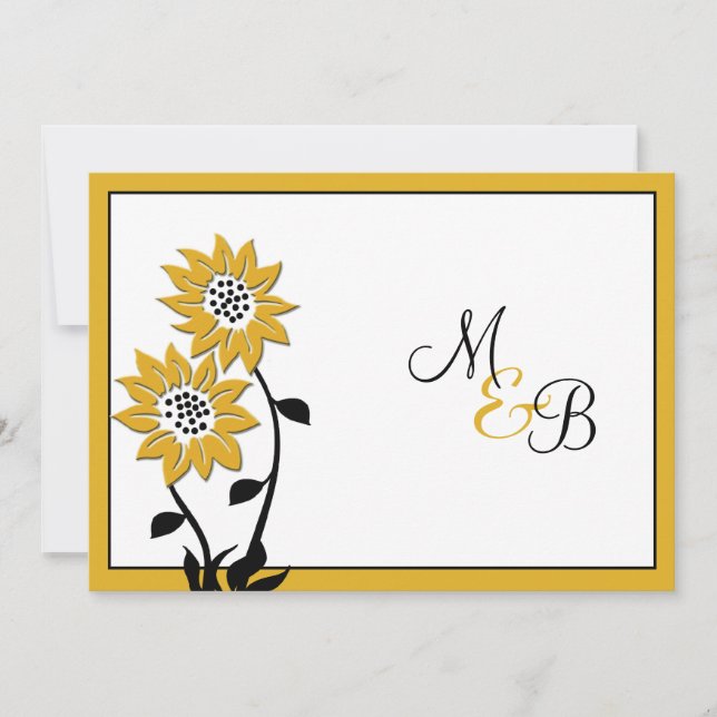 Invitación a la boda monogramada simple de girasol (Anverso)
