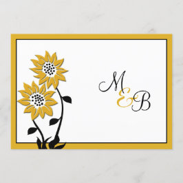 Invitación a la boda monogramada simple de girasol