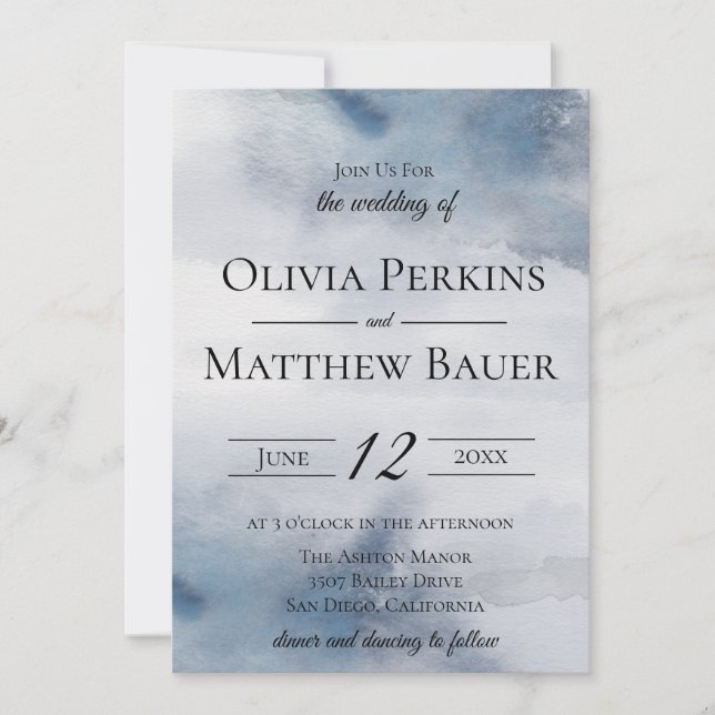 Invitación a la boda Moody Watercolor Wash (Anverso)