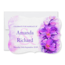 Invitación a la boda morada con color de agua esti
