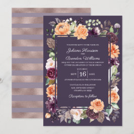 Invitación a la boda morada de la caída floral Pea