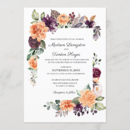 Invitación a la boda morada de la caída floral Pea