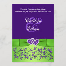 Invitación a la boda morada de la floral verde púr