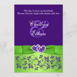 Invitación a la boda morada de la floral verde púr
