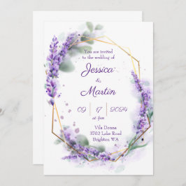 Invitación a la boda morada de Lavender